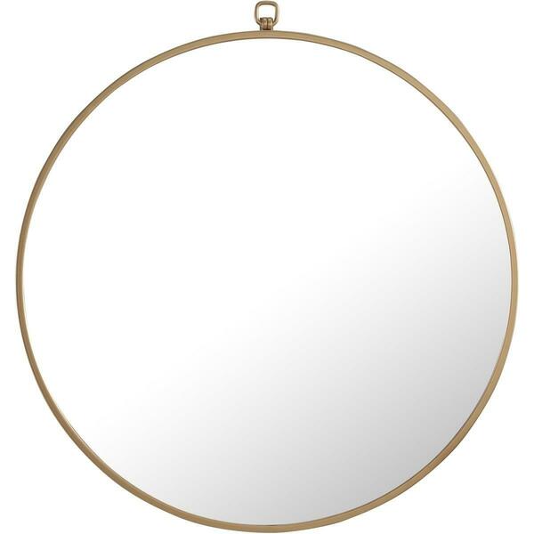 Convenience Concepts 24 x 24 in. Eternity Metal Frame Round Mirror with Decorative Hook - Brass HI2954183